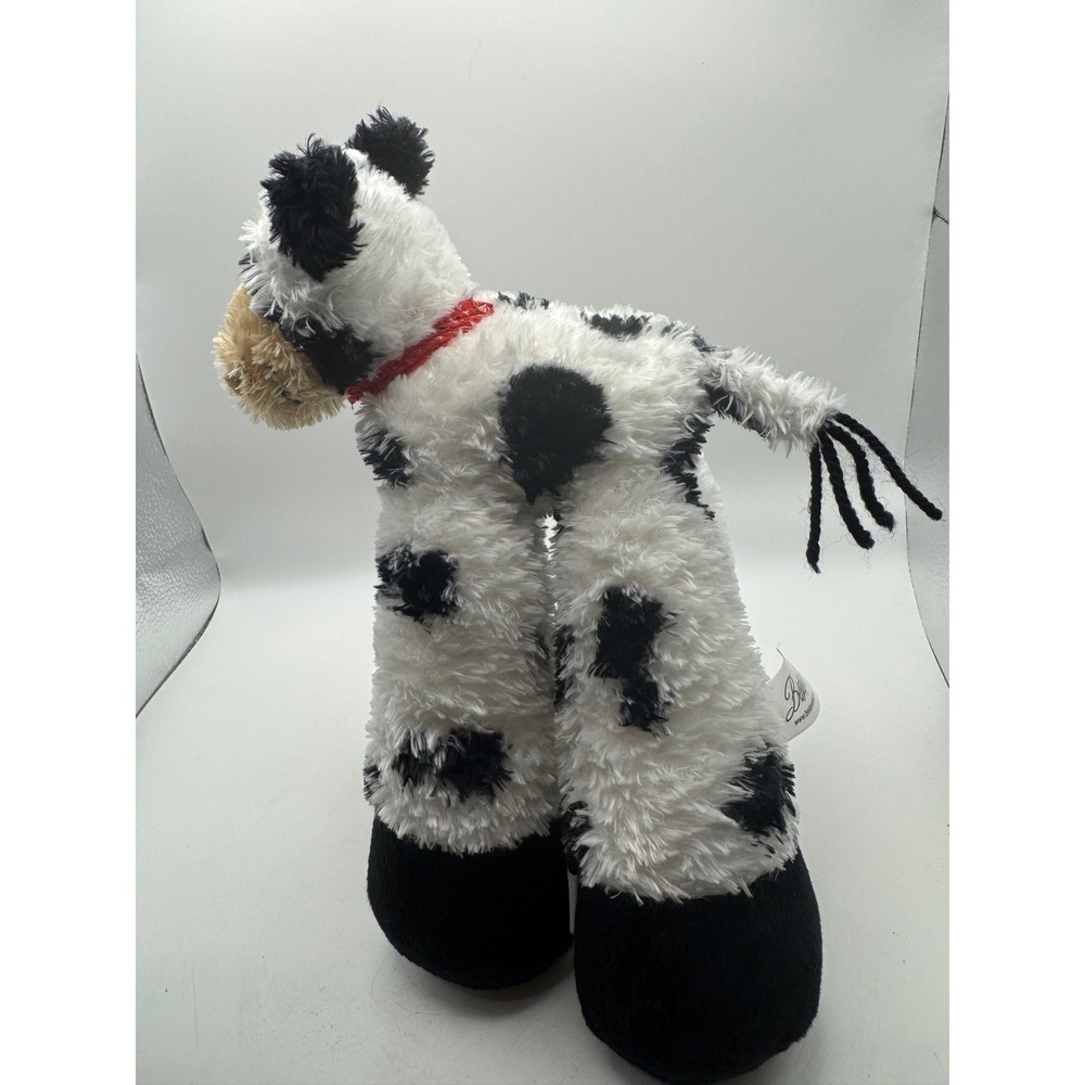 Bestever Plush Cow Toy Black White‎ Spotted Stuffed Animal Red Collar